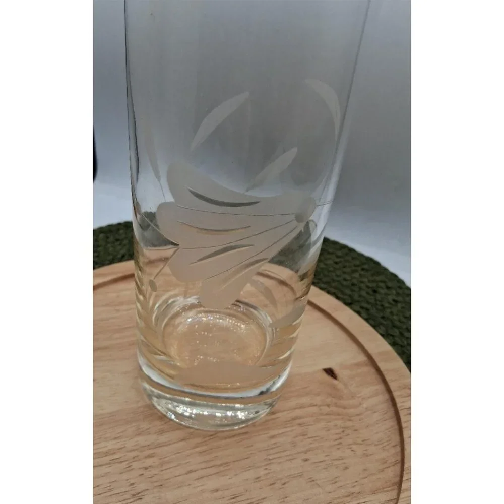 Vintage A.H. Heisey Etched Crystal Decanter Bottle - MCM